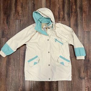 Vintage current seen beige jacket color blocks trim